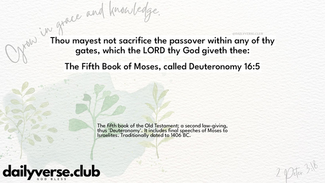 Bible Verse Wallpaper 16:5 from The Fifth Book of Moses, called Deuteronomy
