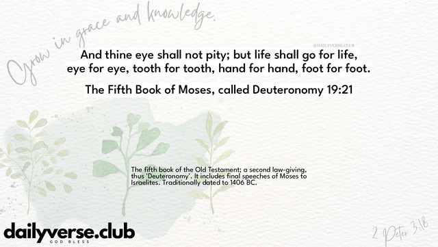 Bible Verse Wallpaper 19:21 from The Fifth Book of Moses, called Deuteronomy