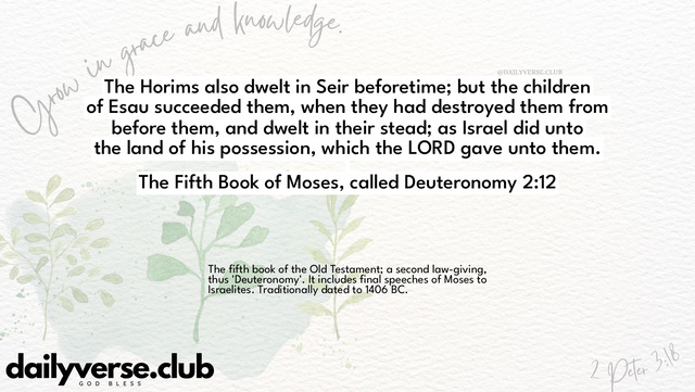 Bible Verse Wallpaper 2:12 from The Fifth Book of Moses, called Deuteronomy