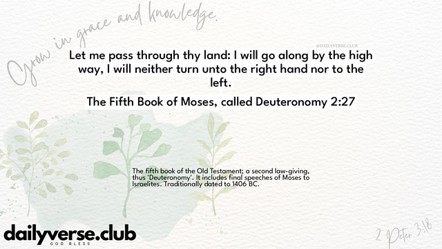 Bible Verse Wallpaper 2:27 from The Fifth Book of Moses, called Deuteronomy
