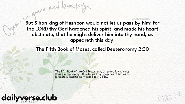 Bible Verse Wallpaper 2:30 from The Fifth Book of Moses, called Deuteronomy