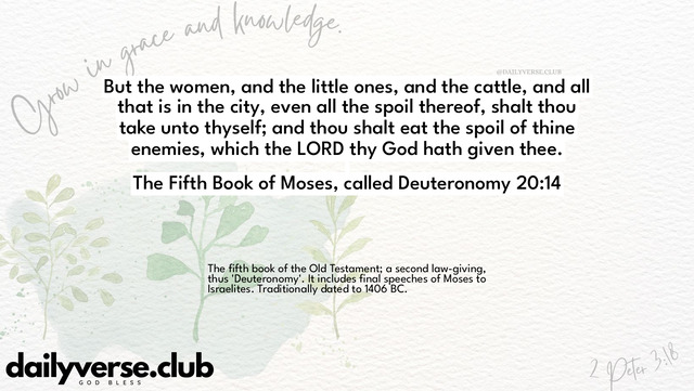 Bible Verse Wallpaper 20:14 from The Fifth Book of Moses, called Deuteronomy