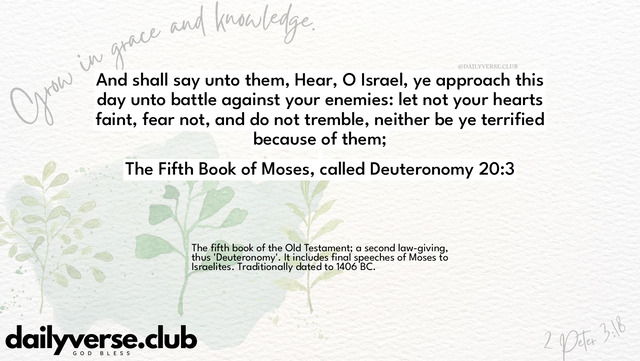 Bible Verse Wallpaper 20:3 from The Fifth Book of Moses, called Deuteronomy