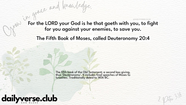 Bible Verse Wallpaper 20:4 from The Fifth Book of Moses, called Deuteronomy