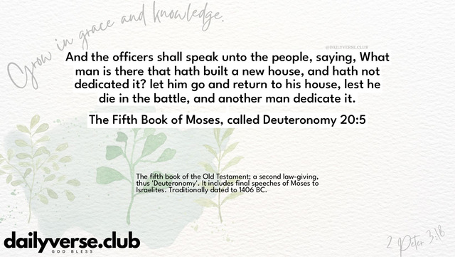 Bible Verse Wallpaper 20:5 from The Fifth Book of Moses, called Deuteronomy