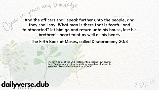 Bible Verse Wallpaper 20:8 from The Fifth Book of Moses, called Deuteronomy
