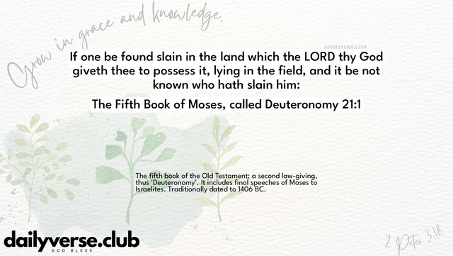 Bible Verse Wallpaper 21:1 from The Fifth Book of Moses, called Deuteronomy