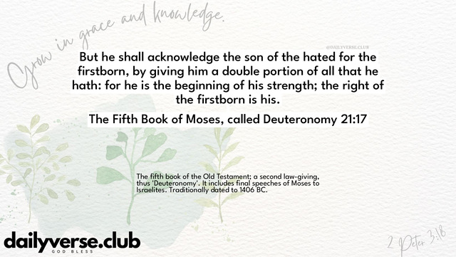 Bible Verse Wallpaper 21:17 from The Fifth Book of Moses, called Deuteronomy