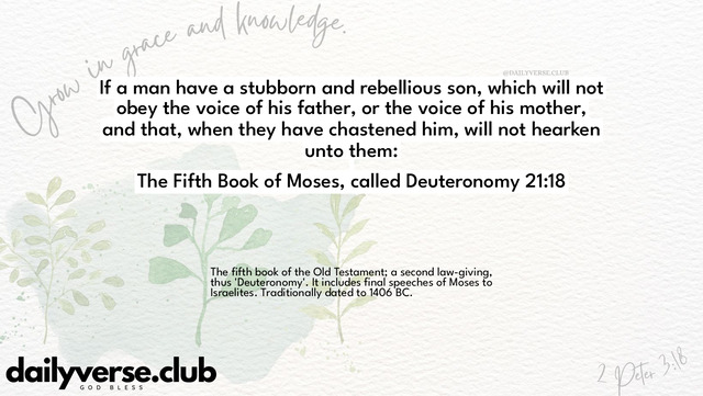 Bible Verse Wallpaper 21:18 from The Fifth Book of Moses, called Deuteronomy