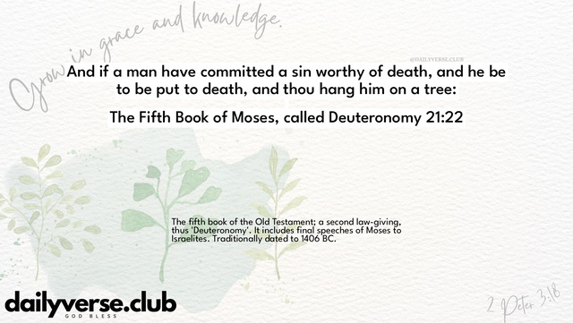 Bible Verse Wallpaper 21:22 from The Fifth Book of Moses, called Deuteronomy