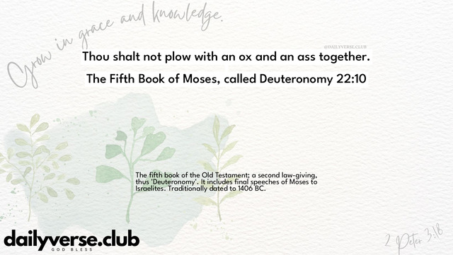 Bible Verse Wallpaper 22:10 from The Fifth Book of Moses, called Deuteronomy