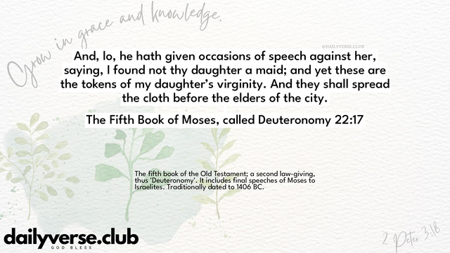 Bible Verse Wallpaper 22:17 from The Fifth Book of Moses, called Deuteronomy