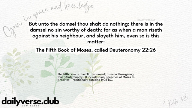 Bible Verse Wallpaper 22:26 from The Fifth Book of Moses, called Deuteronomy