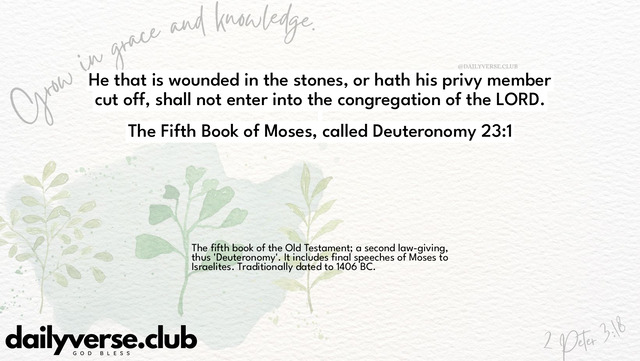 Bible Verse Wallpaper 23:1 from The Fifth Book of Moses, called Deuteronomy