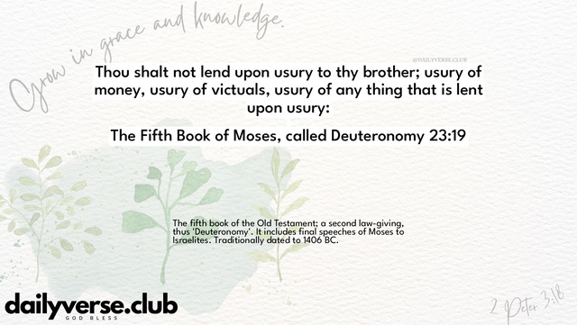 Bible Verse Wallpaper 23:19 from The Fifth Book of Moses, called Deuteronomy