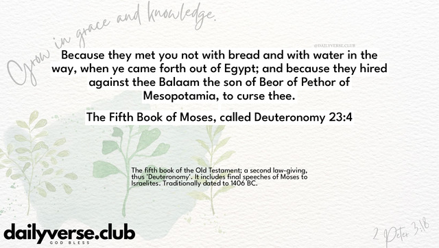 Bible Verse Wallpaper 23:4 from The Fifth Book of Moses, called Deuteronomy