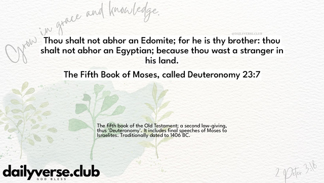 Bible Verse Wallpaper 23:7 from The Fifth Book of Moses, called Deuteronomy