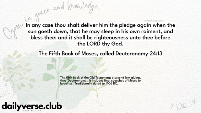 Bible Verse Wallpaper 24:13 from The Fifth Book of Moses, called Deuteronomy