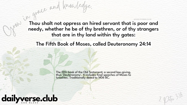 Bible Verse Wallpaper 24:14 from The Fifth Book of Moses, called Deuteronomy