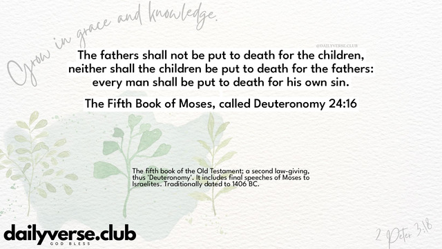 Bible Verse Wallpaper 24:16 from The Fifth Book of Moses, called Deuteronomy