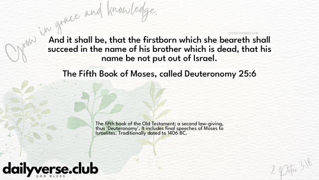 Bible Verse Wallpaper 25:6 from The Fifth Book of Moses, called Deuteronomy