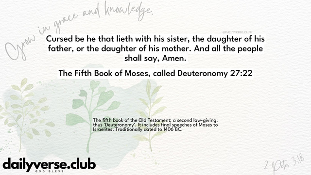 Bible Verse Wallpaper 27:22 from The Fifth Book of Moses, called Deuteronomy