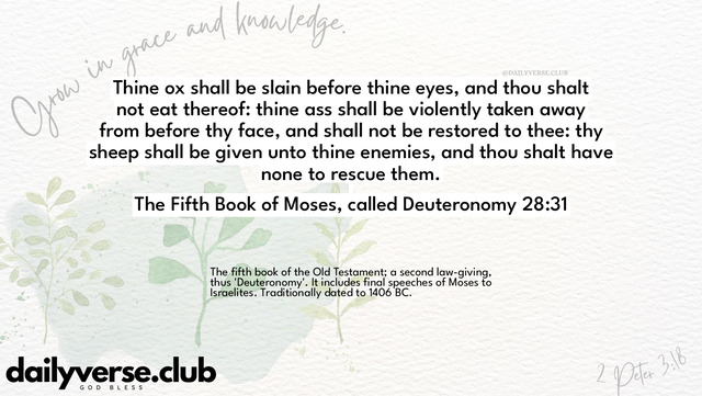 Bible Verse Wallpaper 28:31 from The Fifth Book of Moses, called Deuteronomy