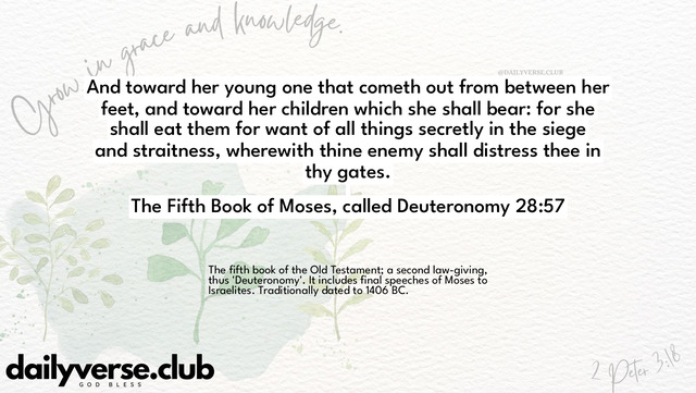 Bible Verse Wallpaper 28:57 from The Fifth Book of Moses, called Deuteronomy