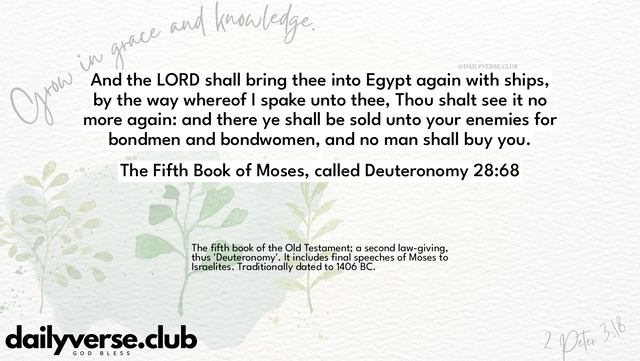 Bible Verse Wallpaper 28:68 from The Fifth Book of Moses, called Deuteronomy