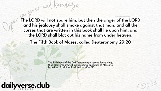 Bible Verse Wallpaper 29:20 from The Fifth Book of Moses, called Deuteronomy