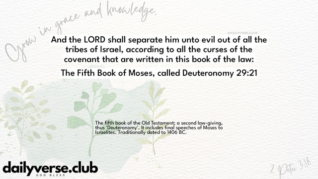 Bible Verse Wallpaper 29:21 from The Fifth Book of Moses, called Deuteronomy