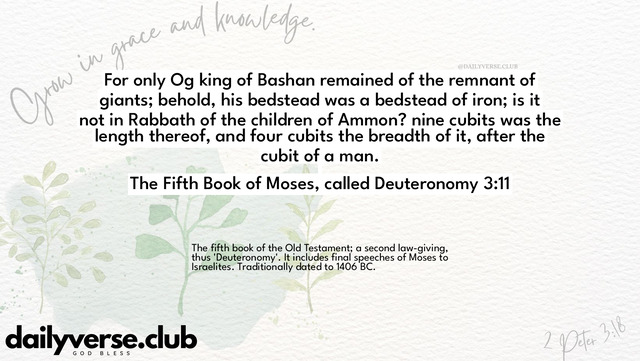 Bible Verse Wallpaper 3:11 from The Fifth Book of Moses, called Deuteronomy