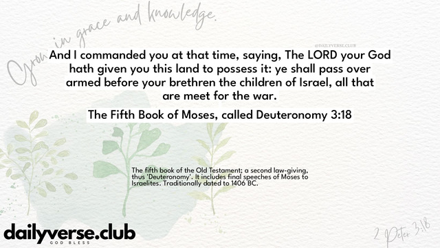 Bible Verse Wallpaper 3:18 from The Fifth Book of Moses, called Deuteronomy