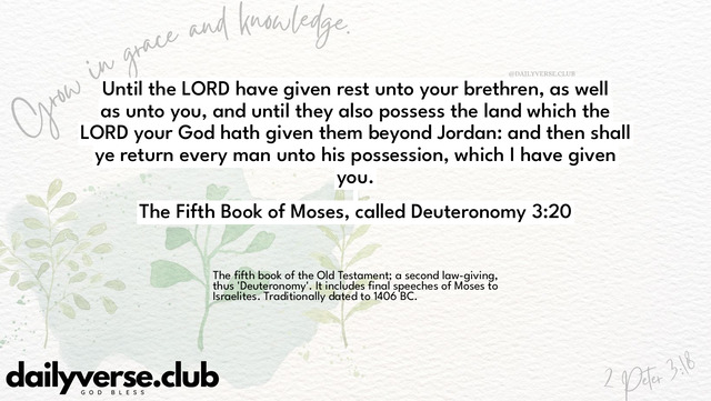 Bible Verse Wallpaper 3:20 from The Fifth Book of Moses, called Deuteronomy