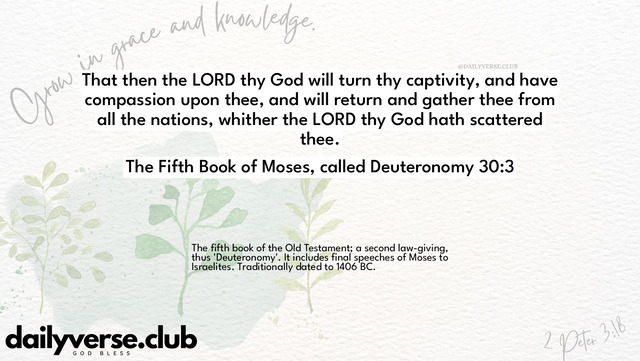 Bible Verse Wallpaper 30:3 from The Fifth Book of Moses, called Deuteronomy