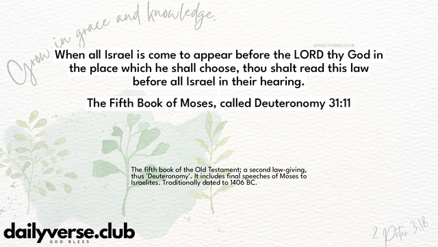 Bible Verse Wallpaper 31:11 from The Fifth Book of Moses, called Deuteronomy