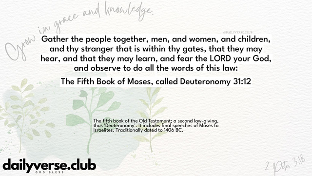 Bible Verse Wallpaper 31:12 from The Fifth Book of Moses, called Deuteronomy