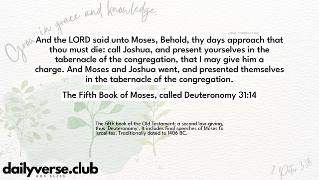 Bible Verse Wallpaper 31:14 from The Fifth Book of Moses, called Deuteronomy
