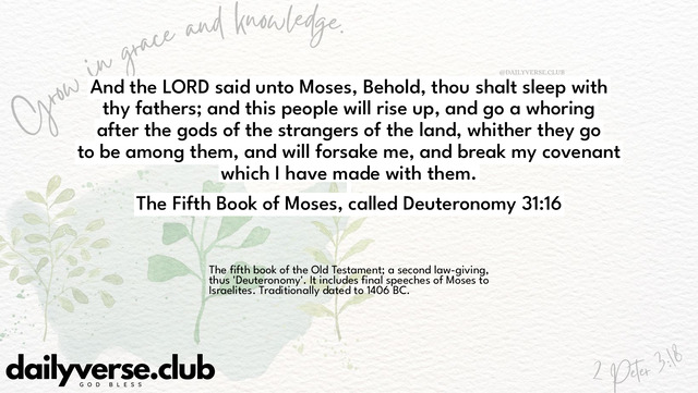 Bible Verse Wallpaper 31:16 from The Fifth Book of Moses, called Deuteronomy