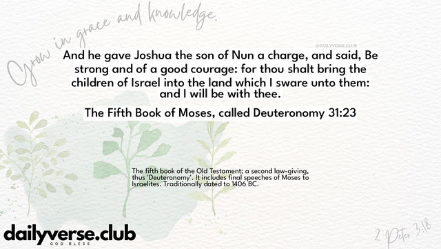 Bible Verse Wallpaper 31:23 from The Fifth Book of Moses, called Deuteronomy