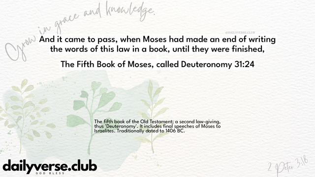 Bible Verse Wallpaper 31:24 from The Fifth Book of Moses, called Deuteronomy