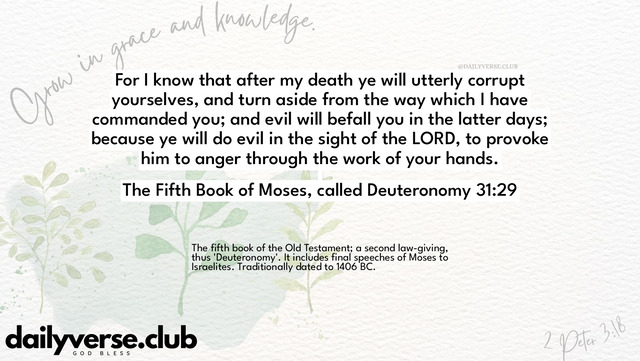 Bible Verse Wallpaper 31:29 from The Fifth Book of Moses, called Deuteronomy