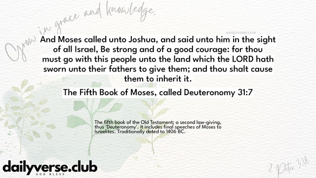 Bible Verse Wallpaper 31:7 from The Fifth Book of Moses, called Deuteronomy