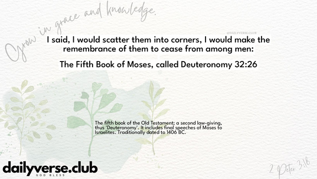 Bible Verse Wallpaper 32:26 from The Fifth Book of Moses, called Deuteronomy