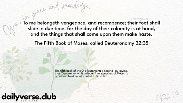 Bible Verse Wallpaper 32:35 from The Fifth Book of Moses, called Deuteronomy