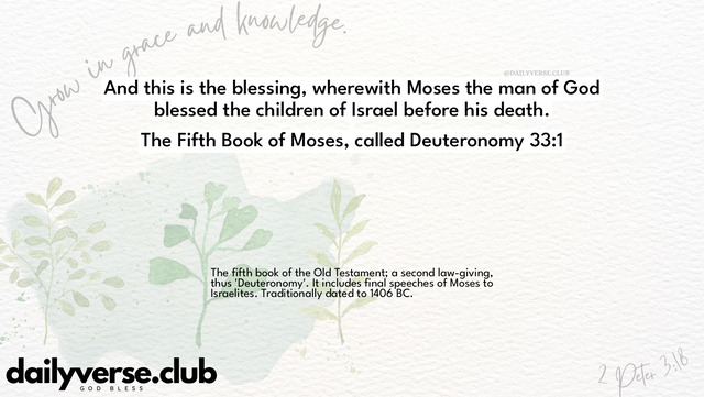 Bible Verse Wallpaper 33:1 from The Fifth Book of Moses, called Deuteronomy
