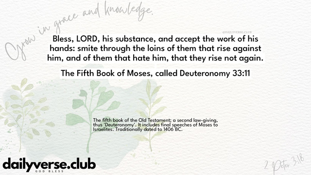 Bible Verse Wallpaper 33:11 from The Fifth Book of Moses, called Deuteronomy