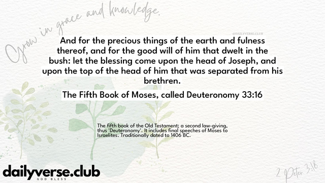 Bible Verse Wallpaper 33:16 from The Fifth Book of Moses, called Deuteronomy