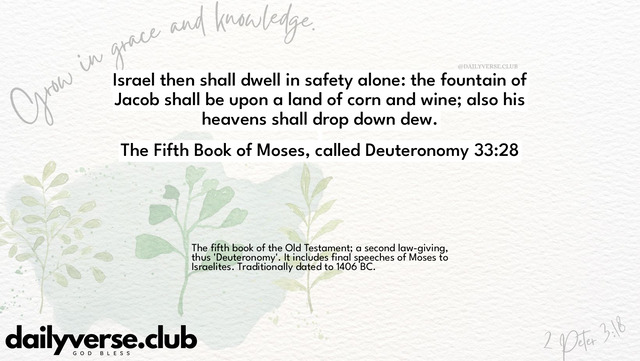Bible Verse Wallpaper 33:28 from The Fifth Book of Moses, called Deuteronomy