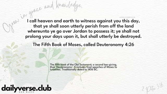 Bible Verse Wallpaper 4:26 from The Fifth Book of Moses, called Deuteronomy